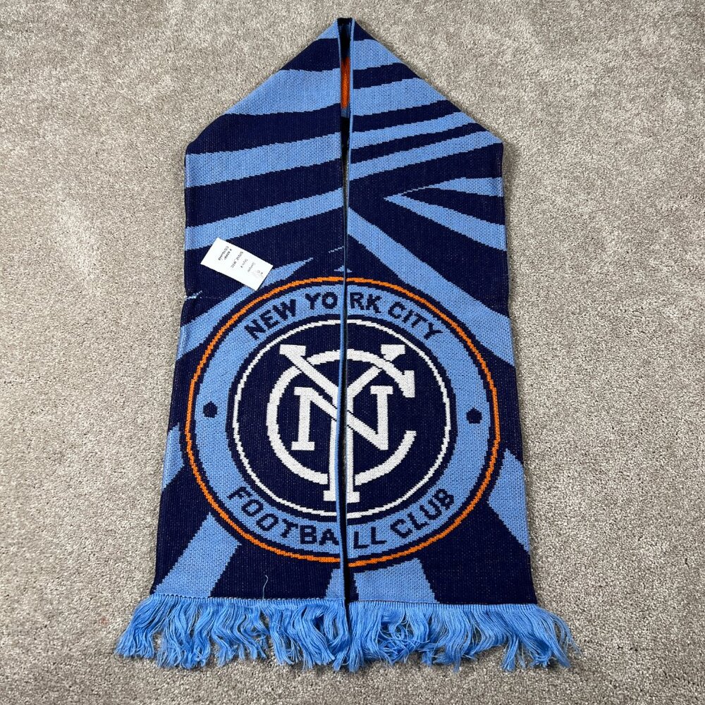 Adidas Unisex OSFA‎ Blue Orange Winter Fringe New York City FC MLS Scarf NWT
